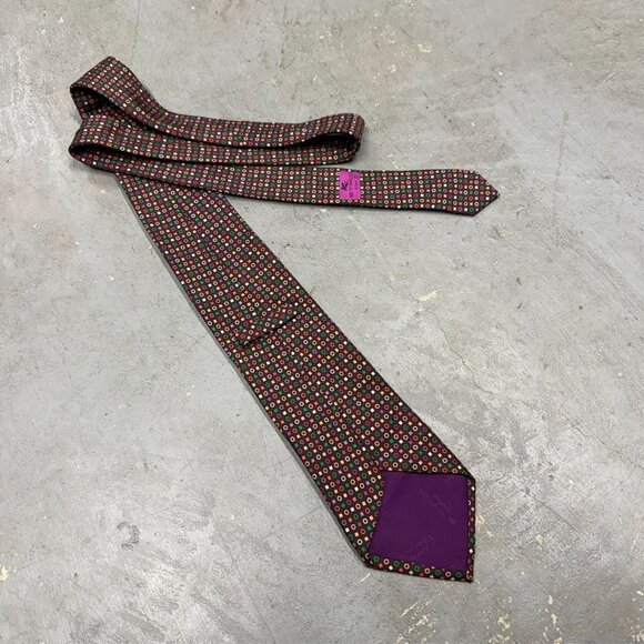 ETRO Milano Tie 100% Silk Made in Italy Satin Brown Dot Pattern 4.5" - Picture 3 of 7